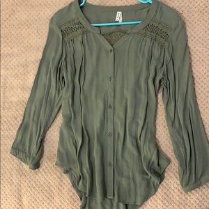 Green Button Down Blouse